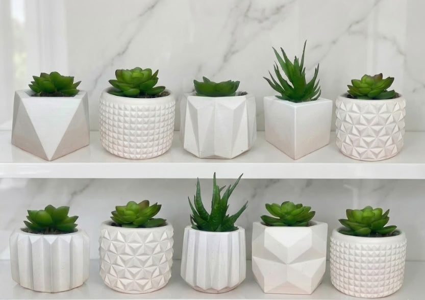 KIT 5 VASOS DECORATIVOS TEXTURIZADOS